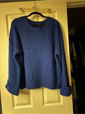 Sanctuary Cozy Ribbed Crewneck Sweater in Blue